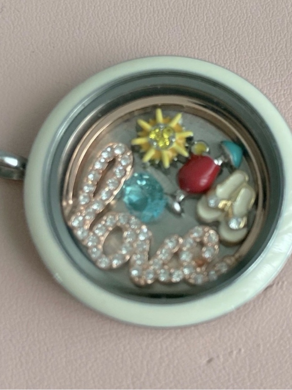 Origami Owl Love Summer Charm Necklace Pendant in rose gold Love pendant